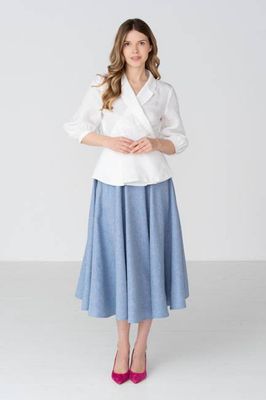 Classic – Full-Circle Linen Midi Skirt