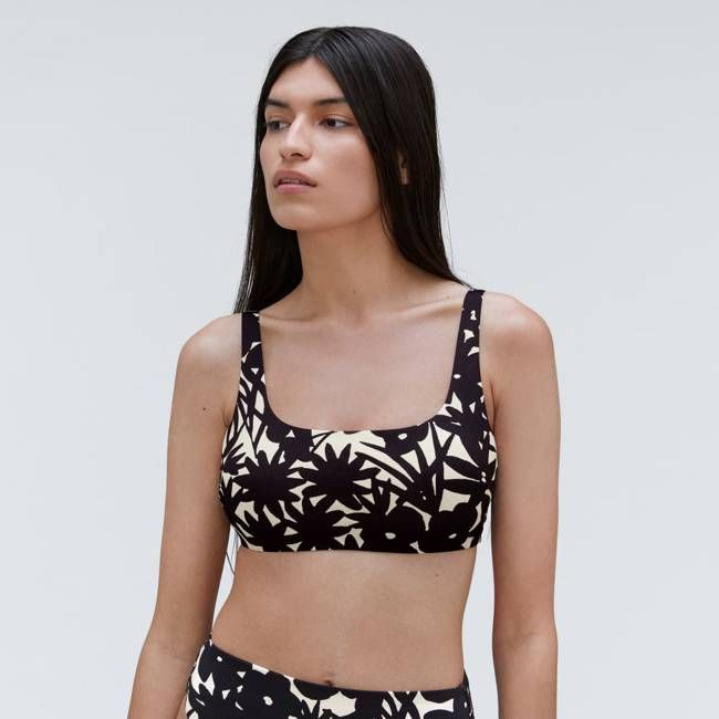 The Square-Neck Bikini Top | Black / Canvas Floral