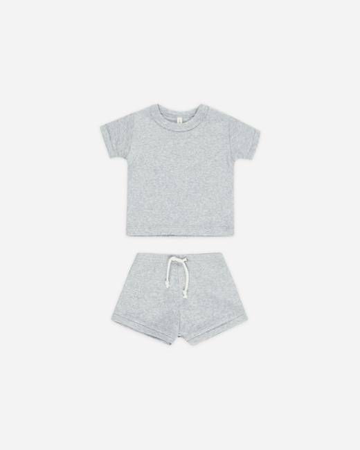 Ribbed Shortie Set Dusty Blue