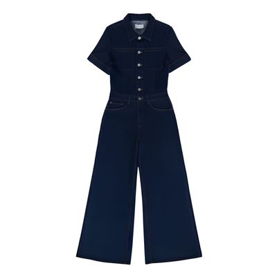 TWITTER Minimal Stretch — Kurzärmliger Overall — Dunkelblau