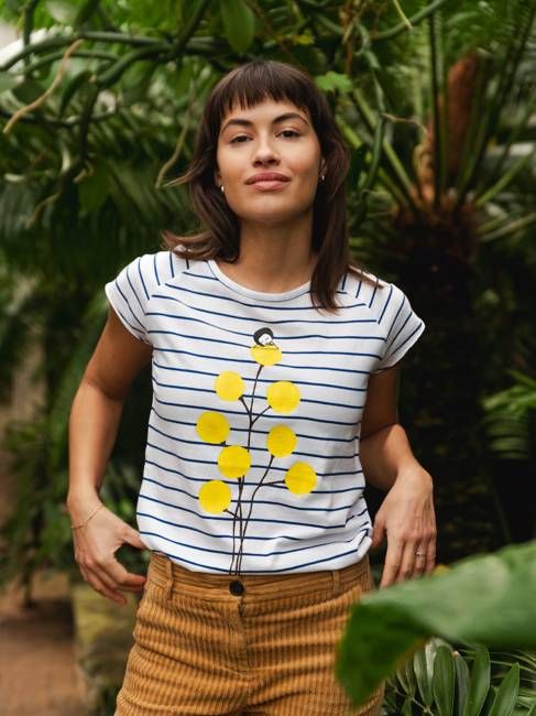 Just relax Cap Sleeve striped white blue