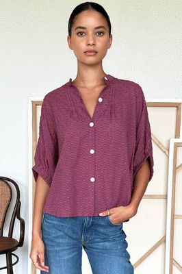 Mandarin Collar Top - Crushed Berry