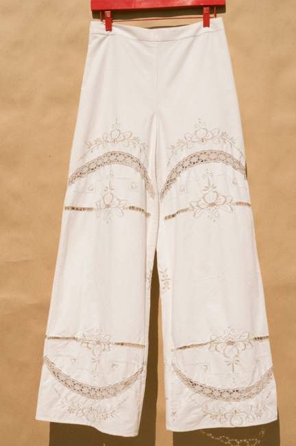 Scout Tie-Back Pant - Ivory Cutwork (S #1)