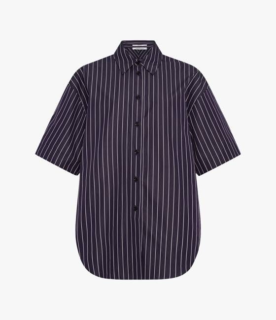 Short Sleeve Shirt | Navy/White Stripe
