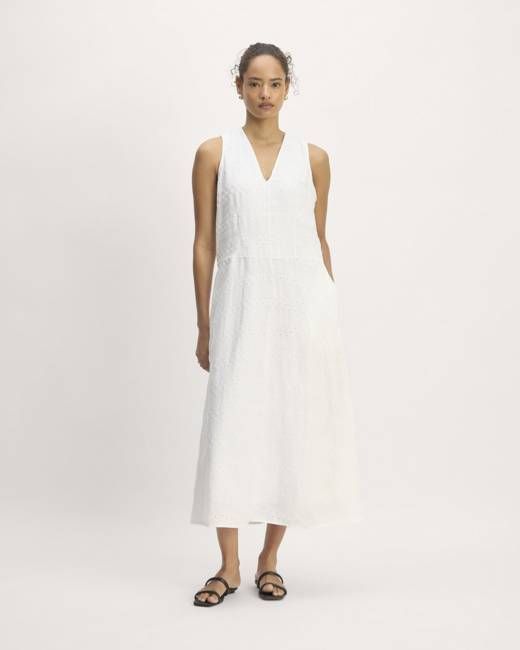 The Linen Eyelet Maxi Dress | White Eyelet