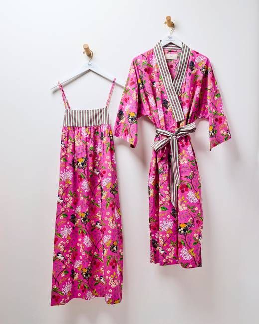 Bird & Blossom - Robe & Daydream Nightgown Bundle - Fuchsia Berry