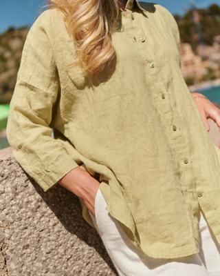 Cathy - Linen Blouse in Pistachio