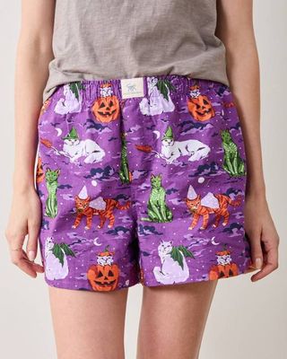 Halloween House Cats - Boyfriend Boxer - Purple Tonic