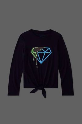 Glow-In-The-Dark Diamond Tie-Front Tee - FINAL SALE