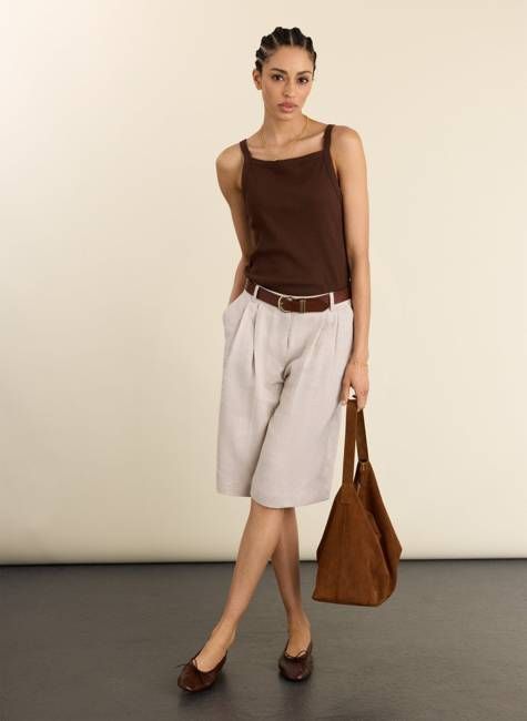 Tobi Long Tailored Linen Shorts