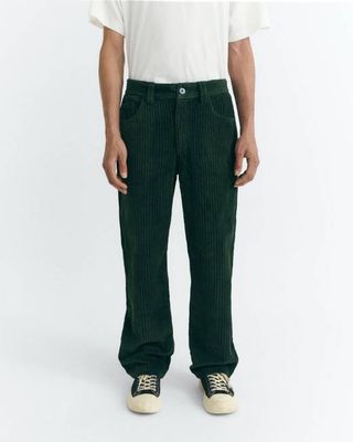 Green straight corduroy David pants