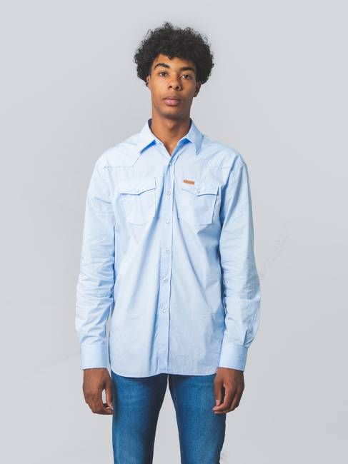 BLUE WESTERN BUFFALO ORGANIC COTTON SHIRT