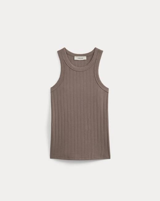 Racerback Tank in Pointelle | Heathered Chocolate Chip