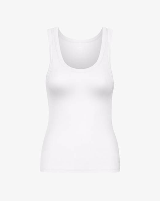 Women Organic Rib Tank Top - Optical White