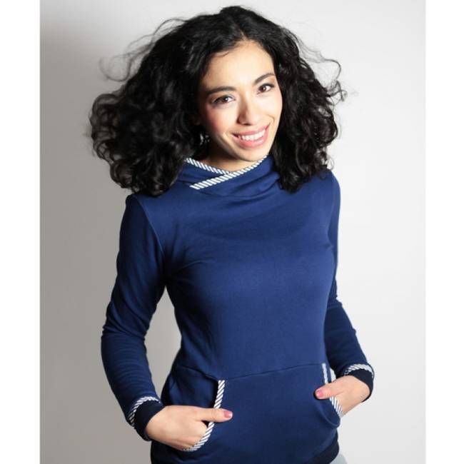 Bio Hoodie Fjalske dunkelblau / Streifen - kaufen