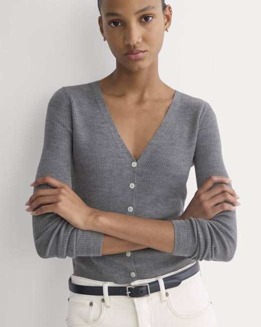 The Cardigan in Ultrasoft Merino | Heather Mid Grey