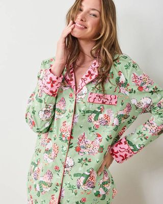 Holiday Hens - Petite Long PJ Set - Sage