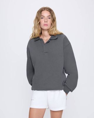 Archive Womens DNA Heavyweight Polo Sweatshirt—atmosphere grey