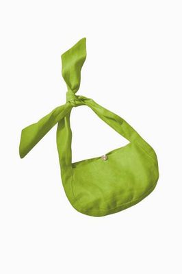 The Ella Linen Shoulder Bag in apple green