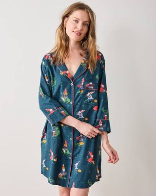 Mischief Night - Lightweight Flannel Sleep Shirt - Nightfall Blue