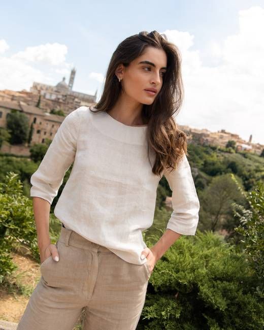 Eli - Linen Blouse in Beige