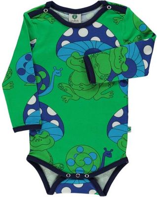 Long-sleeved baby body with frogs and snails
