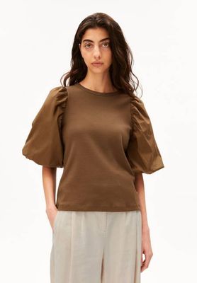 PUFF SLEEVE T-SHIRT | dried palm