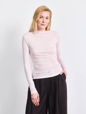 Drapiertes Langarmshirt Iphis in Abendrosa