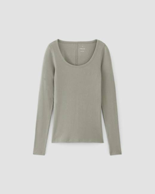 The Luxe Rib Long-Sleeve Scoop-Neck Tee | Sage Green