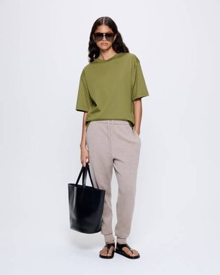 Archive Womens Regenerative Merino Wool Track Pants—stone marl