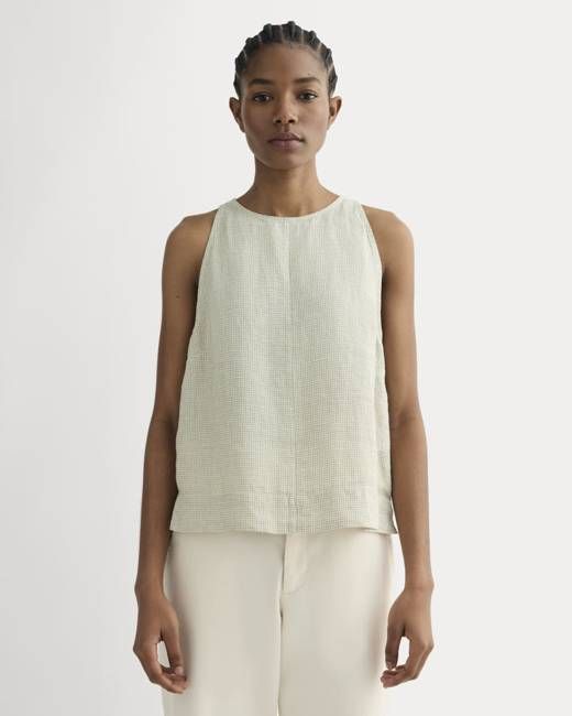 The Linen High-Neck Tank | Elm Gingham