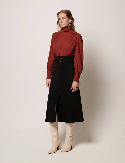 High Neck Blouse | Rust