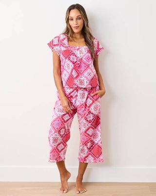 Vintage Valentine - Pintuck Cropped Pant Set - Mailbox Pink