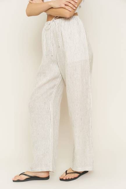 Kira Pant in Stripe Linen