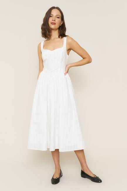Iris Dress in White Poplin
