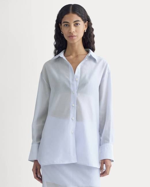 Oversized Shirt in Cotton-Silk Organza | Kentucky Blue