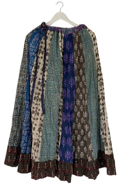 NEW! Flared Cotton Blockprint Patchwork Skirt No. 10