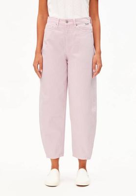 BAARLY HIGH WAIST BARREL JEAN| pink mist
