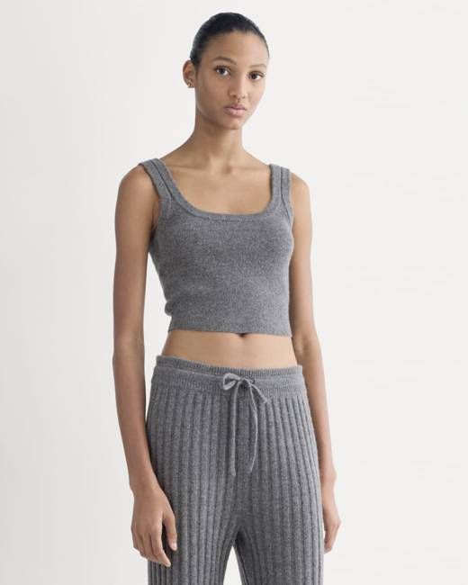 Cashmere Cropped Tank | Heather Charcoal