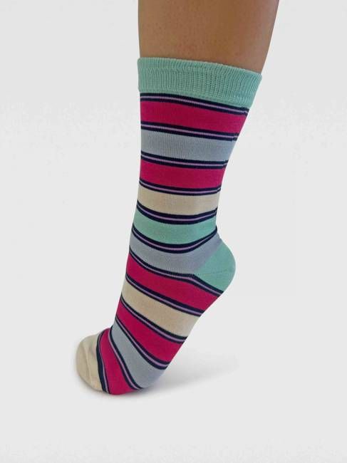 Womens Cleo Stripe Bamboo Socks - Deep Mint