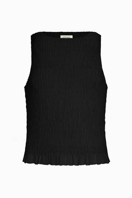 The Aya Smocked Tank Top in black