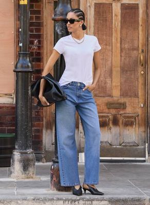 Organic Stretch Cotton Wide Leg Slouch Jeans
