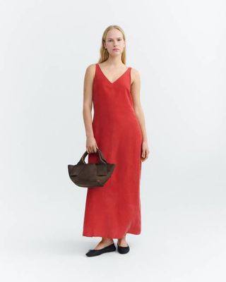 Langes rotes Kleid Cupro Sade