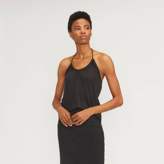 The Rib Soft Knit Halter Top | Black