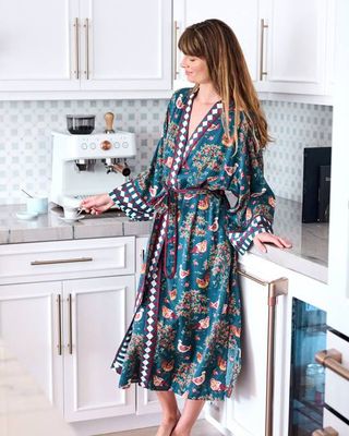 Hen House - Eco Satin Robe - Navy