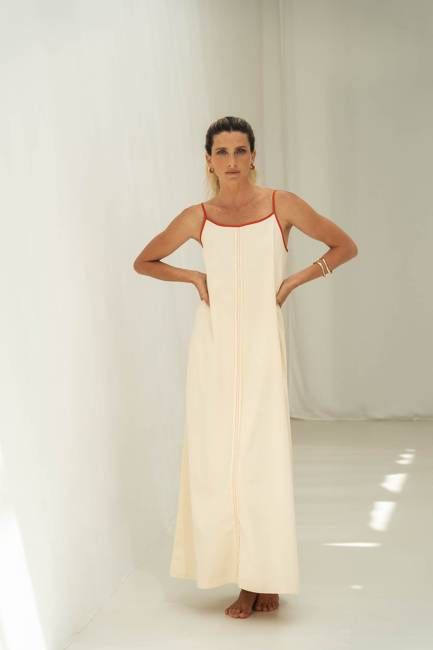 Eline Beige Frilled Dress