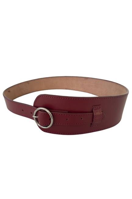 Wide Upcycled Leather Belt Burgundy