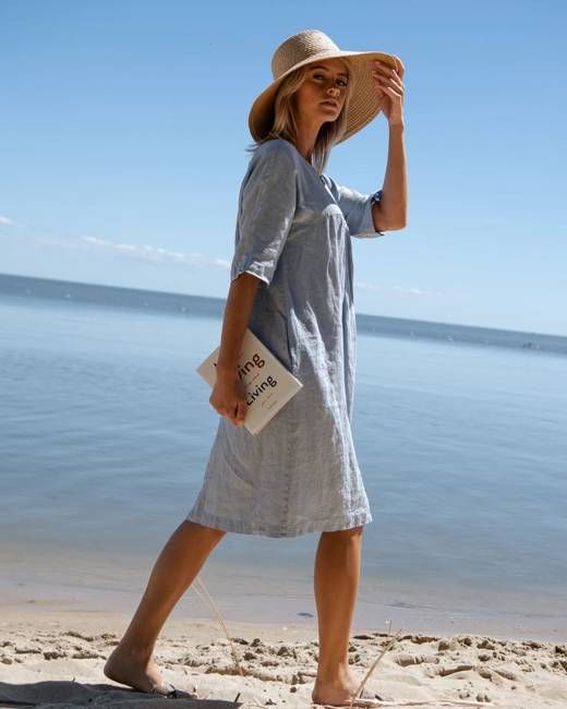Kyoto - Linen Dress in Light Blue