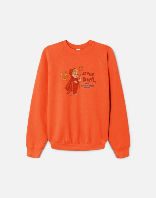 Upcycled "Little Devil" Sweatshirt in Orange - 11229785