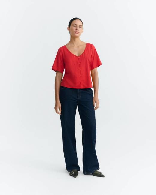 Hemp Leia red blouse